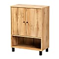 Baxton Studio Rossin 2-Door Entryway Shoe Storage Cabinet With Bottom Shelf, Oak/Black 1 thumbnail image
