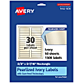 Avery® Pearlized Permanent Labels With Sure Feed®, 94210-PIP50, Rectangle, 2/3" x 3-7/16", Ivory, Pack Of 1,500 Labels