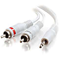 C2G 6ft One 3.5mm Stereo Male to Two RCA Stereo Male Audio Y-Cable - White - Mini-phone Male - RCA Male - 6ft - White 1 thumbnail image