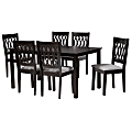 Baxton Studio Florencia Modern 7-Piece Dining Set, 29-3/16”H x 59-1/16”W x 35-7/16”D, Gray/Espresso Brown