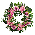 Nearly Natural Hydrangea and Rose 22”H Artificial Wreath, 22"H x 22"W x 5"D, Pink
