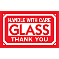 Tape Logic® Preprinted Shipping Labels, DL1230, "Handle With Care Glass Thank You", 5" x 3", Red/White, Roll Of 500