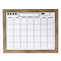 DesignOvations Beatrice Magnetic Framed Dry-Erase Monthly Calendar, Melamine, 23" x 29", White, Rustic Brown Plastic Frame 1 thumbnail image