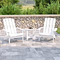 Flash Furniture Charlestown All-Weather Poly Resin Wood Adirondack Chairs With Side Table, White