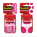 Scotch® Decorative Shipping And Packaging Tape, With Dispenser, 2" x 13.8 Yd., Zig Zag/Pink Polka Dots (No Design Choice)