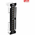 TRENDnet 12-Port Cat5e Unshielded Patch Panel, TC-P12C5V, Wall Mount, Included 89D Bracket, Vertical or Horizontal Installation, Compatible w/ Cat5e & Cat6 RJ45 Cabling, 110 IDC Type Terminal Blocks - 12-Port Cat5e Unshielded Wall Mount Patch Panel