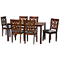 Baxton Studio Abigail Modern 7-Piece Dining Set, 29-3/16”H x 59-1/16”W x 35-7/16”D, Gray/Walnut Brown 1 thumbnail image