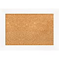 Amanti Art Rectangular Non-Magnetic Cork Bulletin Board, Natural, 21” x 15”, Cabinet White Narrow Plastic Frame