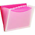 Smead Letter Expanding File - 8 1/2" x 11" - 7 Pocket(s) - 6 Divider(s) - Pink, Clear - 1 Each 1 thumbnail image
