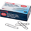 OIC® Non-Skid Paper Clips, 1000 Total, Giant, Silver, 100 Per Box, Pack Of 10 Boxes