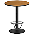 Flash Furniture Round Laminate Table Top With Round Bar Height Table Base And Foot Ring, 43-3/16”H x 36”W x 36”D, Natural