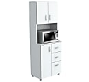Inval Storage Cabinet With Microwave Stand, 4 Shelves, 66"H x 24"W x 15"D, Laricina White
