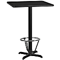 Flash Furniture Square Laminate Table Top With Bar-Height Table Base And Foot Ring, 43-1/8"H x 24"W x 24"D, Black 1 thumbnail image