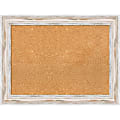 Amanti Art Cork Bulletin Board, 33" x 25", Natural, Alexandria Whitewash Wood Frame