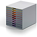 DURABLE® VARICOLOR® Desktop 10 Drawer Organizer - 11" W x 11-3/8" H x 14" D - 10 Drawers - Color Labeled Tabs - Charcoal