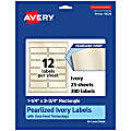 Avery® Pearlized Permanent Labels With Sure Feed®, 94228-PIP25, Rectangle, 1-1/4" x 3-3/4", Ivory, Pack Of 300 Labels