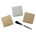 Quartet® Dry-Erase Magnets With Marker, 3" x 3", Assorted Metallic Colors, Pack Of 3