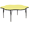 Flash Furniture Flower Thermal Laminate Activity Table With Short Height-Adjustable Legs, 25-1/8" x 60", Yellow