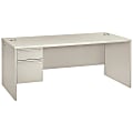HON® 38000™ Series Left-Pedestal Desk, Light Gray