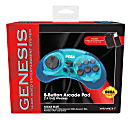 SEGA 8-Button Arcade Pad Wireless Controller For Sega/Nintendo/PlayStation/PC, Clear Blue