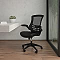 Flash Furniture LeatherSoft™ Faux Leather Mid-Back Swivel Chair With Flip-Up Arms, Black