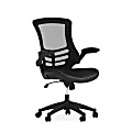 Flash Furniture LeatherSoft™ Faux Leather Mid-Back Swivel Chair With Flip-Up Arms, Black 1 thumbnail image
