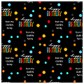 Custom Full-Color Gloss Finish Wrapping Paper, Standard Roll, 7' x 29-1/4",  Colorful Birthday Dots on Black Background 1 thumbnail image