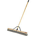 Rubbermaid Commercial Fine Bristle 36" Push Broom - 3" Polyethylene Terephthalate (PET) Bristle - 1.13" Handle- 3" Overall - Lacquered Wood Handle 1 thumbnail image
