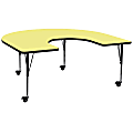 Flash Furniture Mobile Height Adjustable Thermal Laminate Horseshoe Activity Table, 25-3/8”H x 60''W x 66''L, Yellow 1 thumbnail image