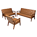 Baxton Studio Sorrento Living Room Set, Tan/Walnut Brown 1 thumbnail image