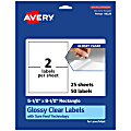Avery® Glossy Permanent Labels, 94229-CGF25, Rectangle, 5-1/2" x 8-1/2", Clear, Pack Of 50