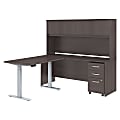 Bush Business Furniture Studio C 72"W x 24"D L Shaped Desk with Hutch, 48"W Height Adjustable Return and Storage, Storm Gray, Standard Delivery