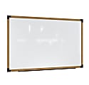 Ghent Prest Magnetic Dry-Erase Whiteboard, Porcelain, 50-1/4” x 98-1/4”, White, Natural Wood Frame