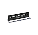 Custom Create Your Own Engraved Plastic Round Corner Office, Desk/Lobby Sign With Acrylic Base Holder, 2" x 8" 1 thumbnail image