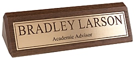 Custom Engraved Raised Gold Foil On Walnut Desk Bar, 1-3/4" x 8-1/2" 1 thumbnail image