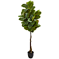 Nearly Natural 65"H Real Touch Rubber Leaf Artificial Tree, 65"H x 22"W x 17"D, Black/Green 1 thumbnail image