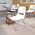 Flash Furniture Ergonomic Shell Chair With Right Handed Flip-Up Tablet Arm, White