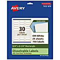 Avery® Print-to-the-Edge Dissolvable Labels With Sure Feed® Technology, 94216-DWMP25, Rectangle, 3/4"x2-1/4", Matte Off-White, Pack Of 750 1 thumbnail image