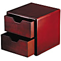 Rolodex® Wood Desk Cube With Drawers, 6 1/2"H x 6 1/2"W x 6 1/2"D, Mahogany 1 thumbnail image