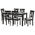 Baxton Studio Sylvia Fabric And Finished Wood 7-Piece Dining Set, 29-1/8”H x 59-1/8”W x 35-7/16”D, Gray/Dark Brown 1 thumbnail image