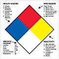 Tape Logic® Preprinted Shipping Labels, DL1288, Health Hazard Fire Hazard Specific Hazard Reactivity, Square, 4" x 4", Multicolor, Roll Of 500