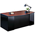 Mayline® Group CSII® 72"W Bow-Front Desk, Crown Cherry/Black