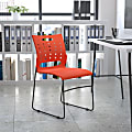 Flash Furniture Sled-Base Stacking Chair With Handle And Air-Vent Back, Orange/Black