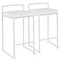 LumiSource Fuji Stacker Counter Stools, White Seat/White Frame, Set Of 2 Stools