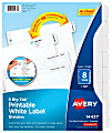 Avery® Big Tab™ Printable Label Dividers, Easy Peel®, 8 1/2" x 11", 8 Tabs, White, 1 Set