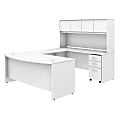 Bush Business Furniture Studio C U Shaped Desk with Hutch and Mobile File Cabinet, 72"W x 36"D, White, Standard Delivery
