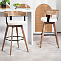 Glamour Home Beck Fabric Barstool With Back, Beige/Brown 1 thumbnail image