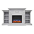 Cambridge® Sanoma Electric Fireplace With Built-In Bookshelves And Multicolor LED Flame Display, White