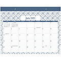 Cambridge® Lydia Academic Monthly Desk Pad Calendar, 21-3/4" x 17", July 2021 To June 2022, 1553-704A