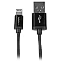 StarTech.com 1m (3ft) Black Apple 8-pin Lightning Connector to USB Cable for iPhone / iPod / iPad - 3.28 ft Lightning/USB Data Transfer Cable for iPod, iPad, iPhone - First End: 1 x Type A Male USB - Second End: 1 x Lightning Male Proprietary Connect